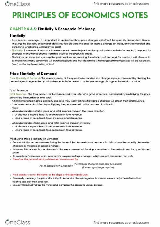 ECON 1012 Lecture Notes - Summer 2022, Lecture 3 - Demand Curve, Normal ...