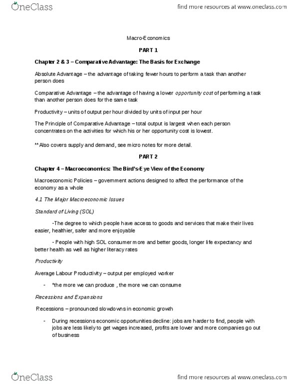 ECON 1100 Lecture Notes - Bank Reserves, Hyperinflation, Potential Output thumbnail