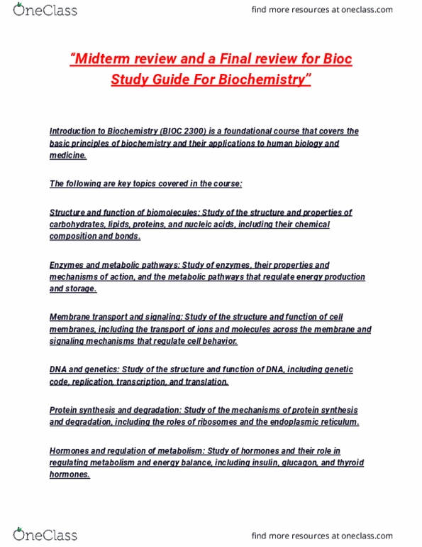 BIO 110 Study Guide - Winter 2023, Final - Endoplasmic Reticulum ...