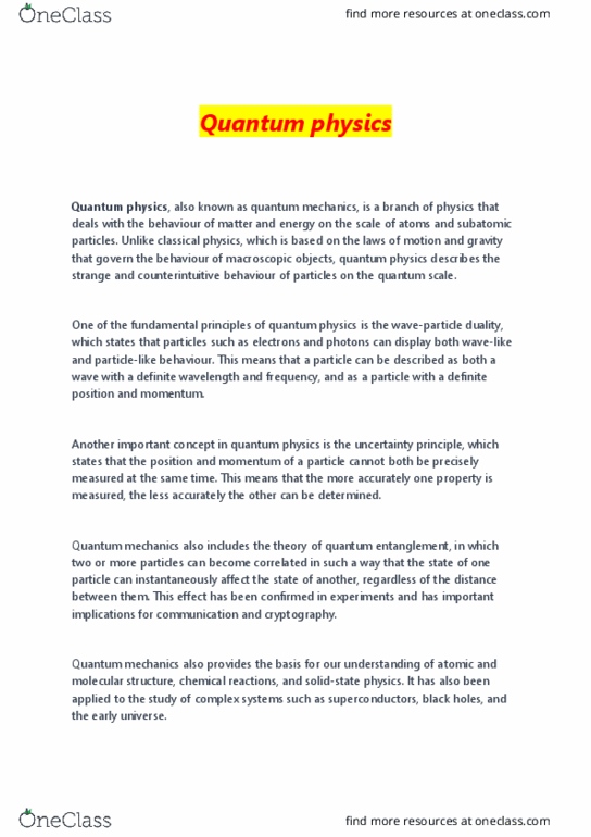 12 Lecture Notes - Lecture 1: Quantum Entanglement thumbnail