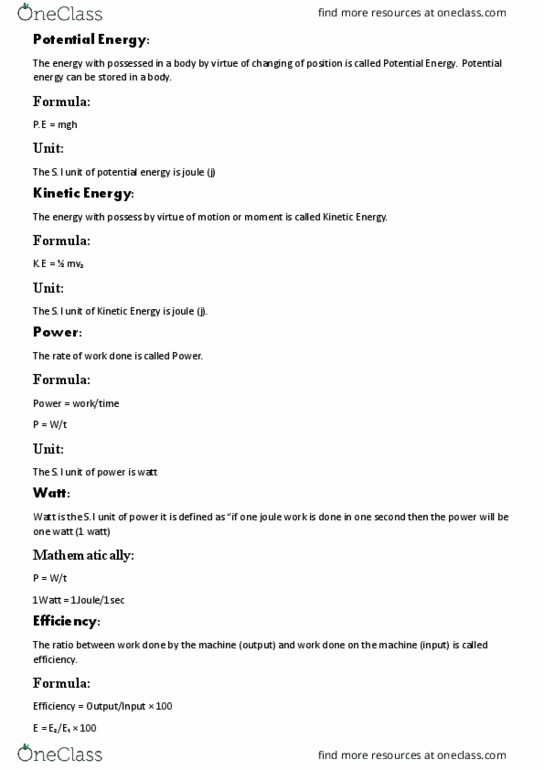 PHYS100 Lecture Notes - Potential Energy thumbnail