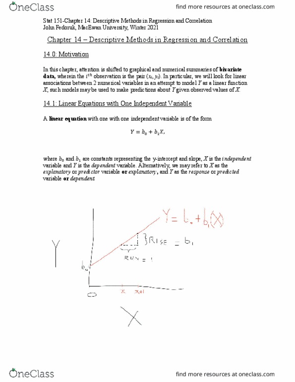 STAT-151 Lecture Notes - Lecture 14: Macewan University, Dependent And Independent Variables, Sylvia Fedoruk thumbnail