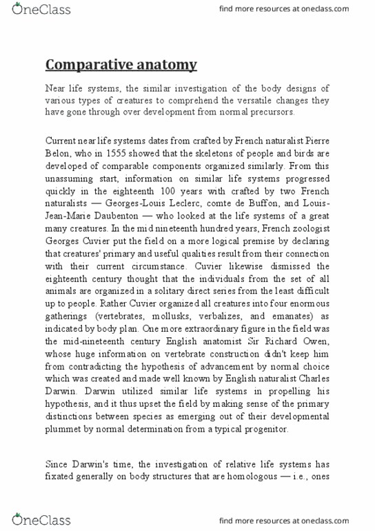 BSC. ZOOLOGY Lecture Notes - Lecture 1: Richard Owen, Georges-Louis Leclerc, Comte De Buffon, Pierre Belon thumbnail