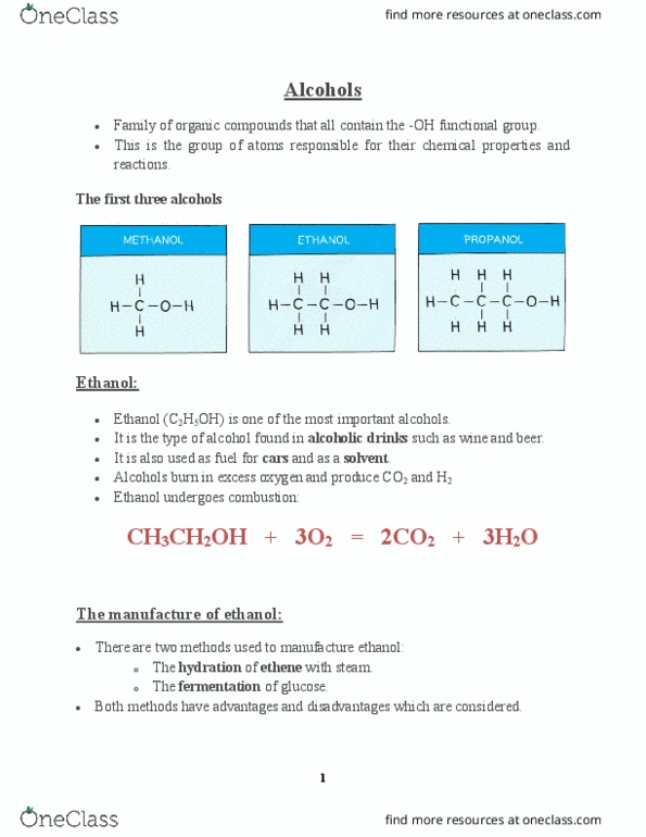 CHEMISTRY Lecture Notes - Lecture 6: Methanol, Ethylene, Potassium Carbonate thumbnail