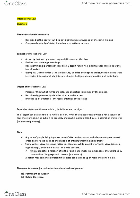 IS 26 Lecture Notes - Lecture 3: Natural Person, United Nations Charter, Corporate Personhood thumbnail