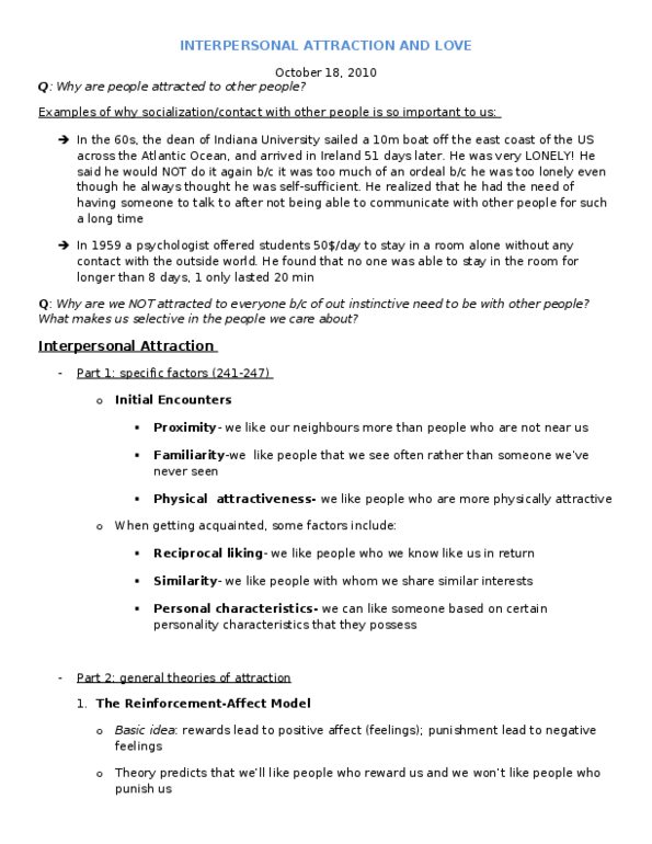 Psychology 2035A/B Lecture Notes - Equity Theory, Physical Attractiveness, Reciprocal Liking thumbnail