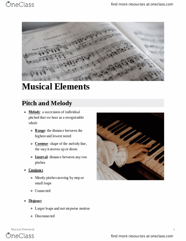 MUHI 100 Lecture Notes - Lecture 1: Saxophone, Monophony, Cello thumbnail