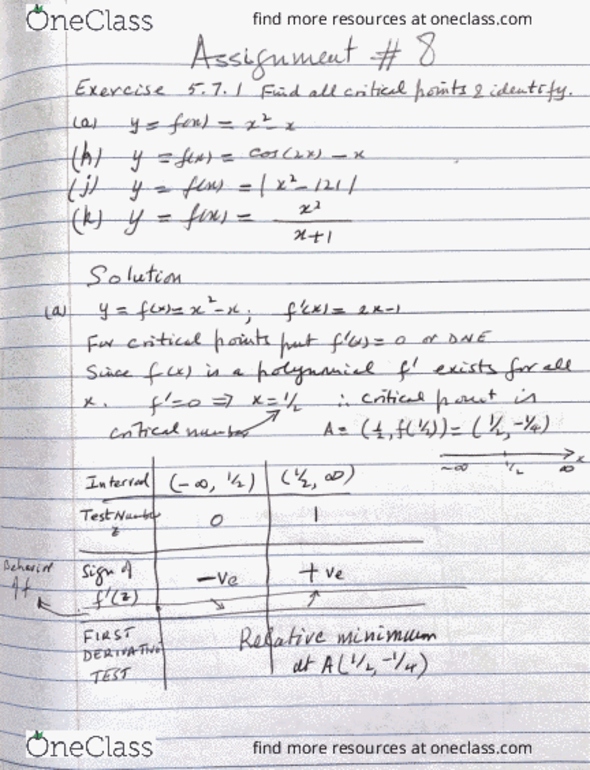 MATH 157 : HW Assignment #8 Solutions - OneClass