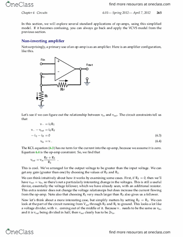 6.01 Lecture Notes - Lecture 25: Operational Amplifier, South Carolina Educational Television, Voltage Divider thumbnail