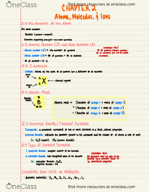 CHM 2045 Lecture Notes - Lecture 2: Atomic Mass, Atomic Mass (Band), Mass Number thumbnail