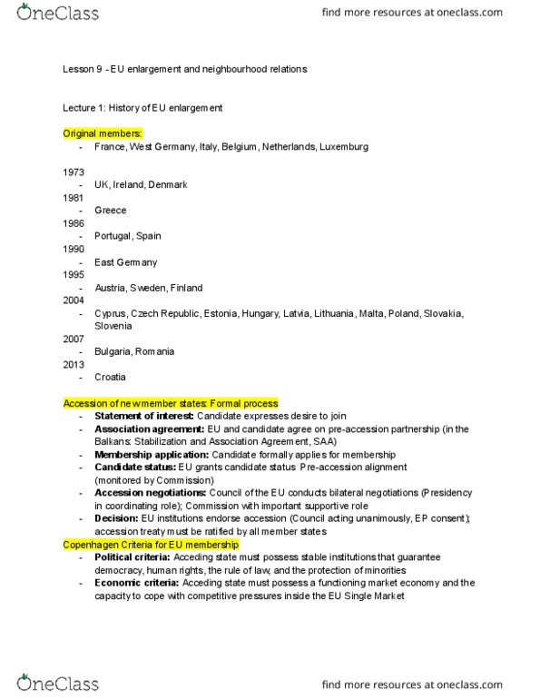 PSCI 3207 Lecture : Carleton University - PSCI3207 - Government and Politics of European Integration - Lecture 9_ EU enlargement and neighbouring relations, BREXIT, Ukraine, etc -2 thumbnail