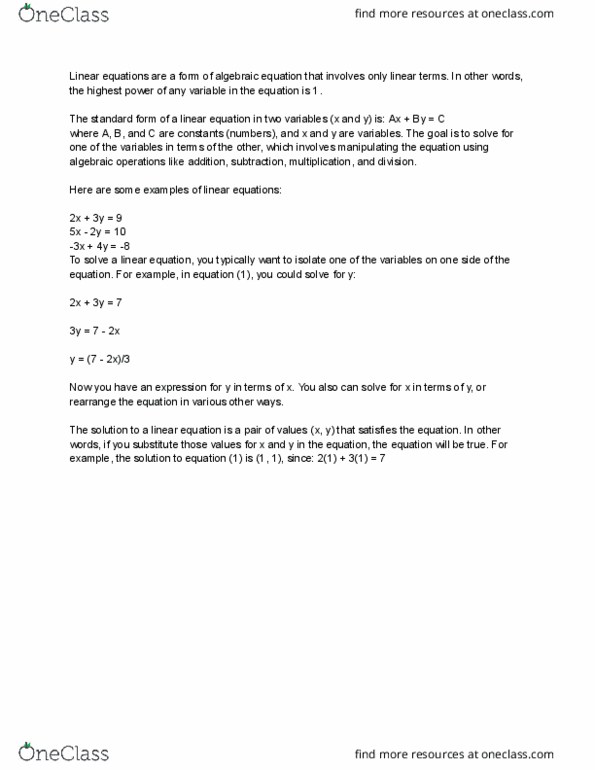 MATH101 Lecture Notes - Algebraic Equation thumbnail