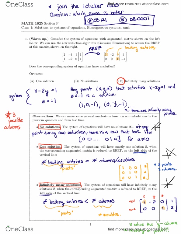 MATH 1025 Lecture Notes - Augmented Matrix, Gaussian Elimination, Coefficient Matrix thumbnail