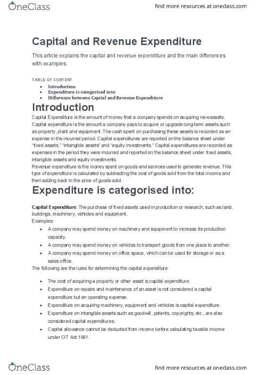 PSY2102 Lecture Notes - Capital Expenditure, Fixed Asset, Capital Allowance thumbnail