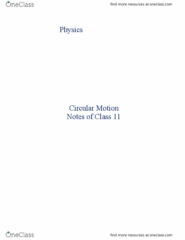PY-101 Lecture : Physics- Circular Motion Notes of Class 11 thumbnail