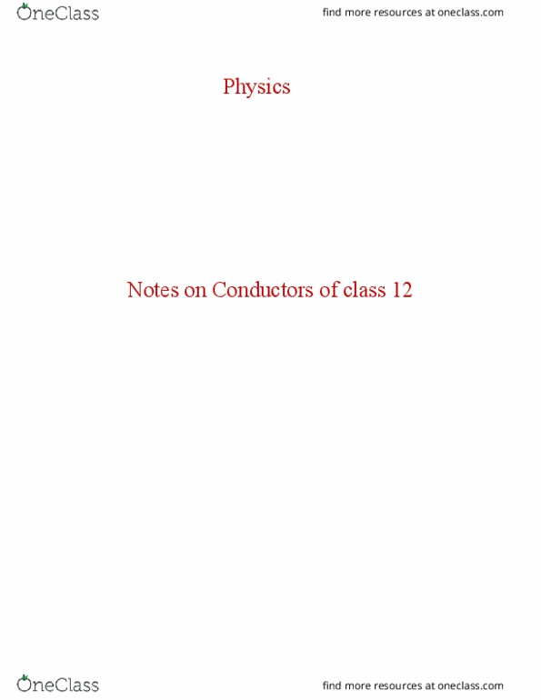 PY-101 Lecture : Physics- Class 12 notes on Conductors thumbnail