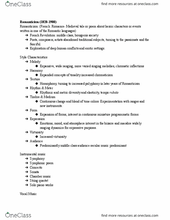 MUS 101 Lecture Notes - Lecture 15: Tempo Rubato, Symphonic Poem, String Quartet thumbnail