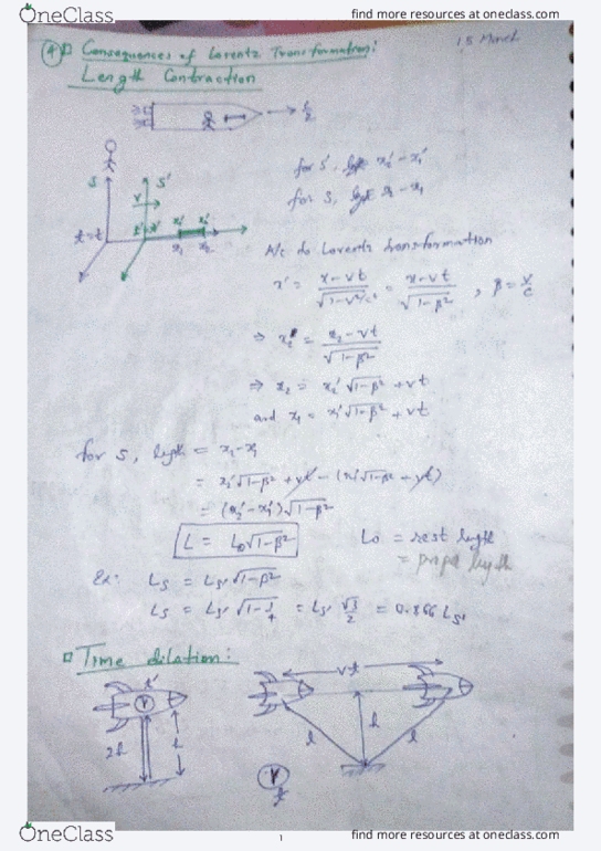 PHYSICE Lecture : Special Theory of Relativity Notes 3 thumbnail