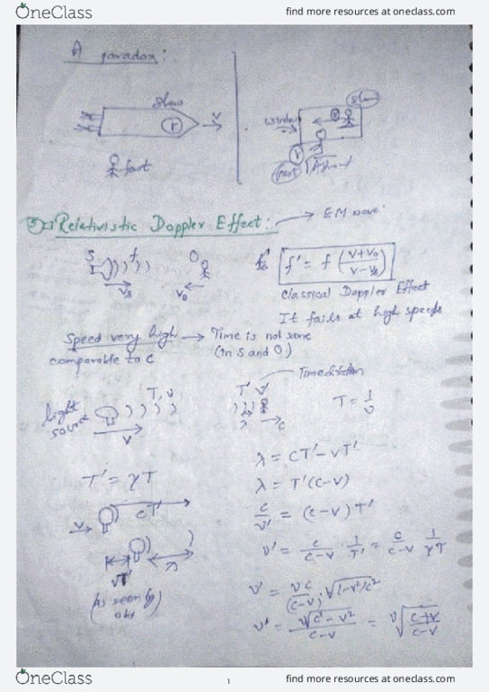 PHYSICE Lecture 4: Special Theory of Relativity Notes 4 thumbnail