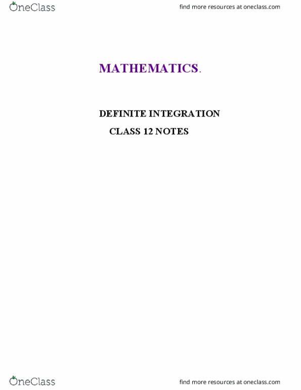 MH-101 Lecture : DEFINITE INTEGRATION OF CLASS 12 NOTES thumbnail