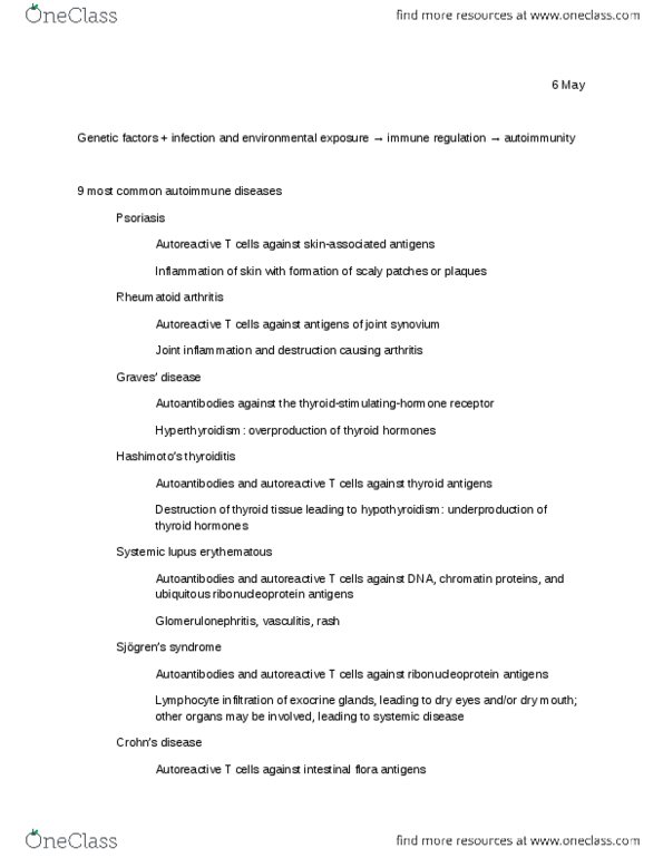 MIP 342 Lecture Notes - Reactive Arthritis, Lymphocyte, Gliadin thumbnail