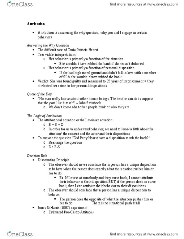 PSYC 2310 Lecture Notes - Helping Behavior, John Steinbeck, Fundamental Attribution Error thumbnail