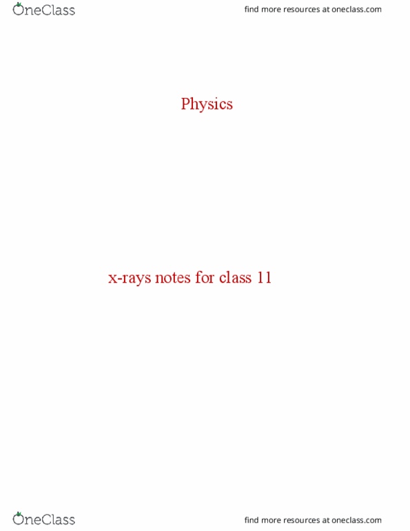 PY-101 Lecture : Physics_class 11 notes on X-Rays thumbnail