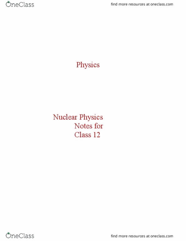 PY-101 Lecture : Physics_Class 12 notes on Nuclear Physics thumbnail