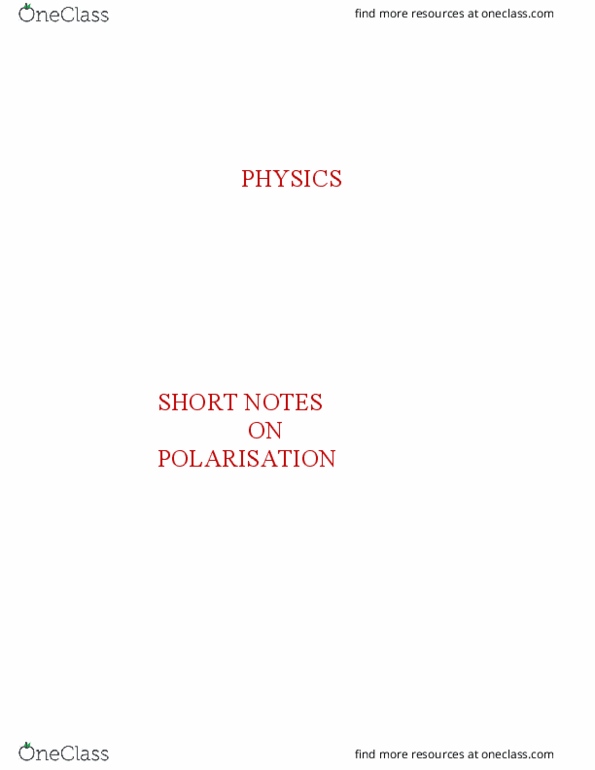 PY-101 Lecture : Physics_Short notes on Polarisation thumbnail