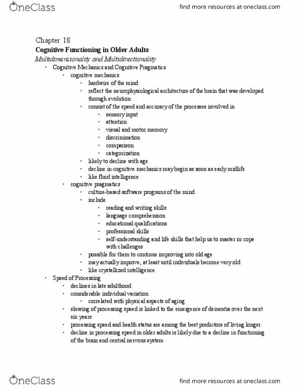 PSYC 3402 Chapter Notes - Chapter 18: Cardiovascular Disease, Prefrontal Cortex, Vascular Dementia thumbnail