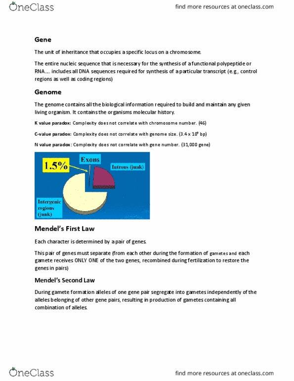 Medicine MBBS Year 1 Genetics Notes - OneClass