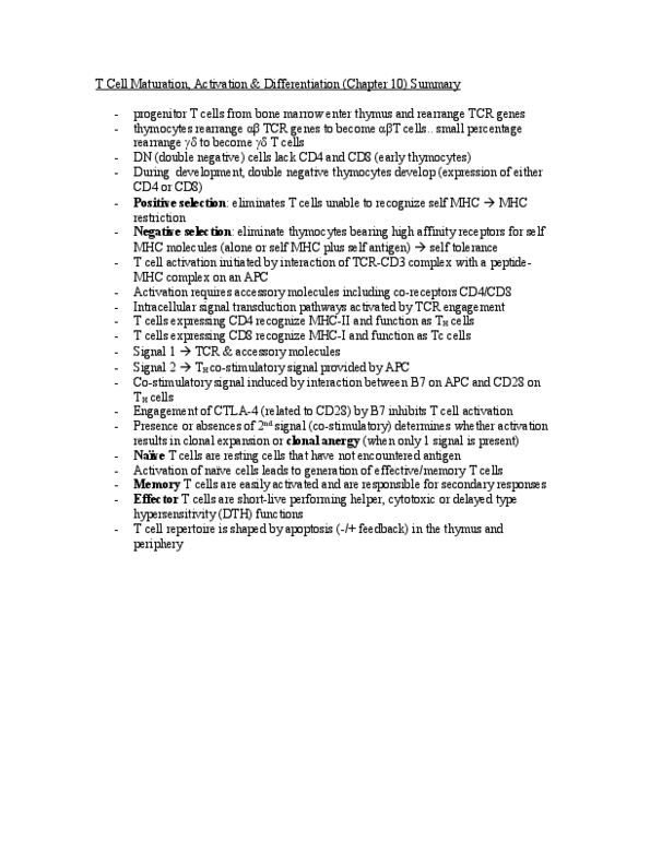 MICR 3230 Chapter Notes -Antigen, V(D)J Recombination, Memory T Cell thumbnail