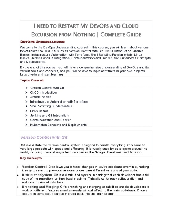 : Devops and Cloud Guide - OneClass