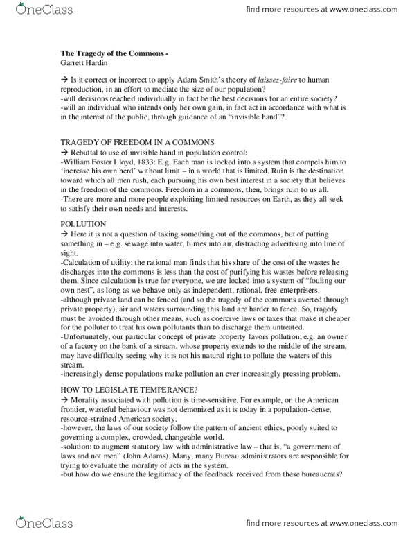 POLI 244 : The Tragedy of the Commons.doc - OneClass