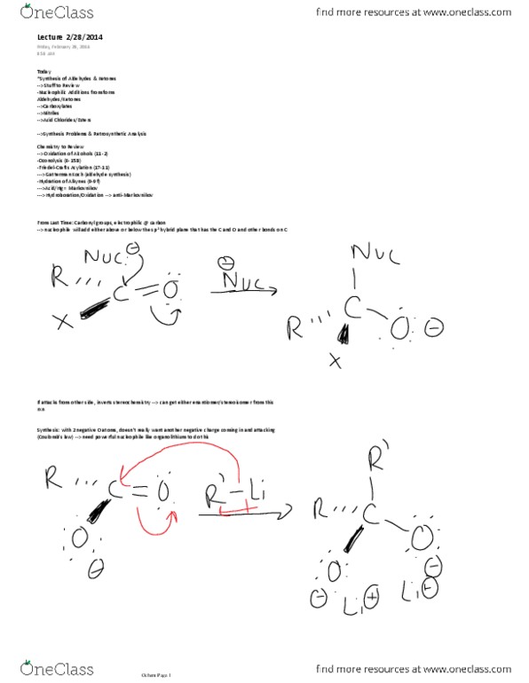 CHEM 2332H Lecture Notes - Nucleophile, Diisobutylaluminium Hydride thumbnail