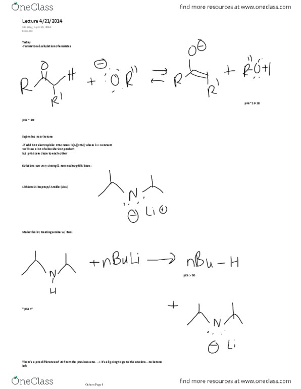 CHEM 2332H Lecture Notes - Acid Dissociation Constant, Electrophile, Ketone thumbnail