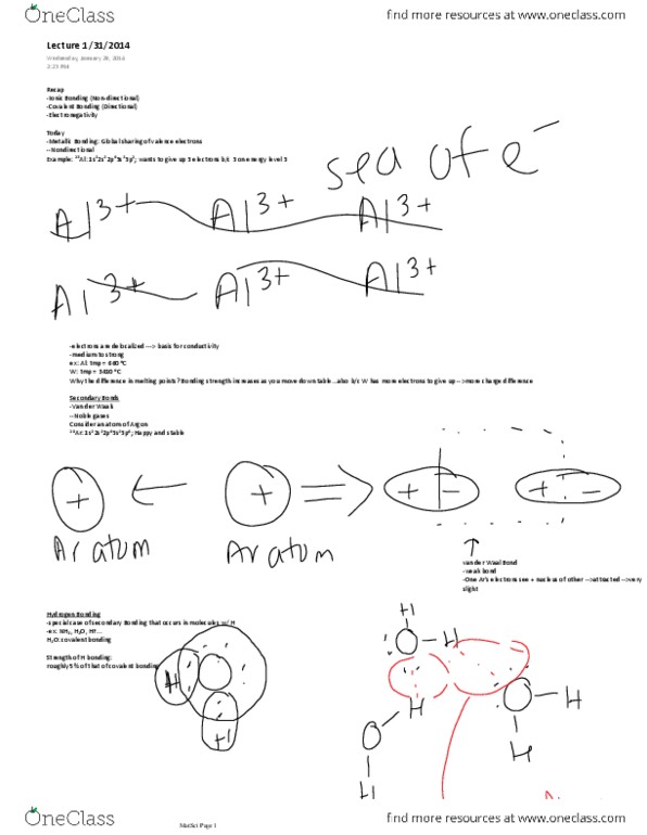 MATS 3011 Lecture Notes - Lecture 13: Covalent Bond thumbnail