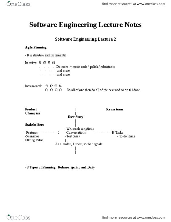 CSC301H1 Lecture Notes - Test-Driven Development, User Story, Software Engineering thumbnail