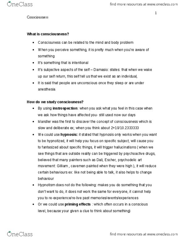 CGSC 1001 Lecture Notes - Physicalism, Color Blindness, Qualia thumbnail