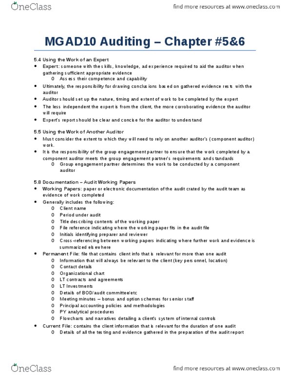 MGAD10H3 Chapter Notes - Chapter 5-6: Engagement Letter, Organizational Chart, Flowchart thumbnail
