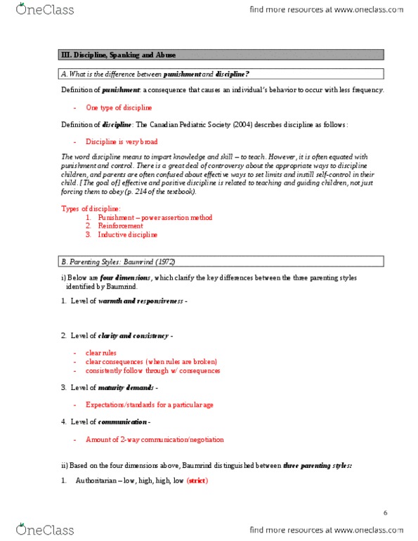 FMST 210 Lecture Notes - Diana Baumrind, Parenting Styles, Attention Deficit Hyperactivity Disorder thumbnail