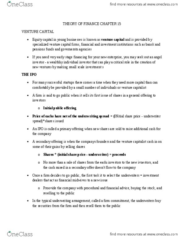 ECON 2560 Chapter Notes - Chapter 15: Angel Investor, Underwriting, Critical Role thumbnail
