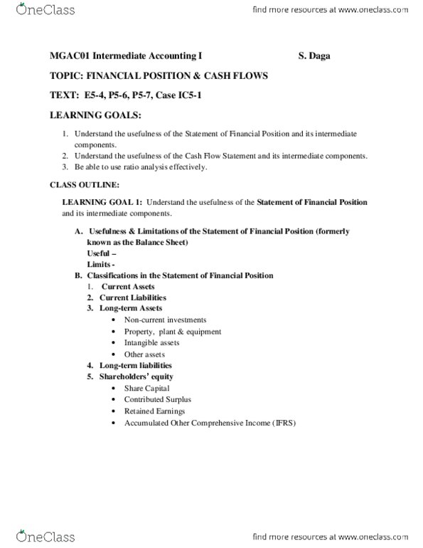 MGAC01H3 Lecture Notes - Cash Flow Statement, Deferral, Accounts Payable thumbnail