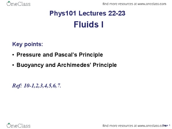 PHYS 101 Lecture Notes - Buoyancy, Spring Scale, Hydrometer thumbnail