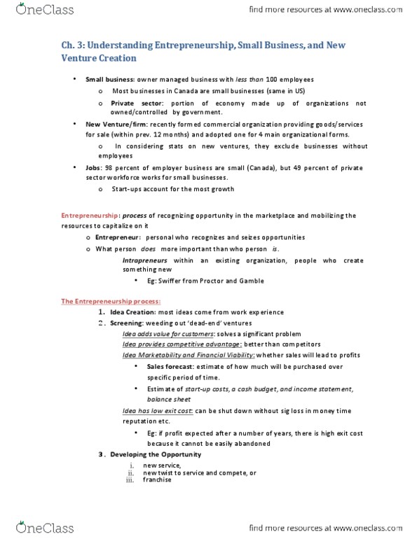 ANTA01H3 Chapter Notes - Chapter 3: Small Business, Income Statement, Creaton thumbnail