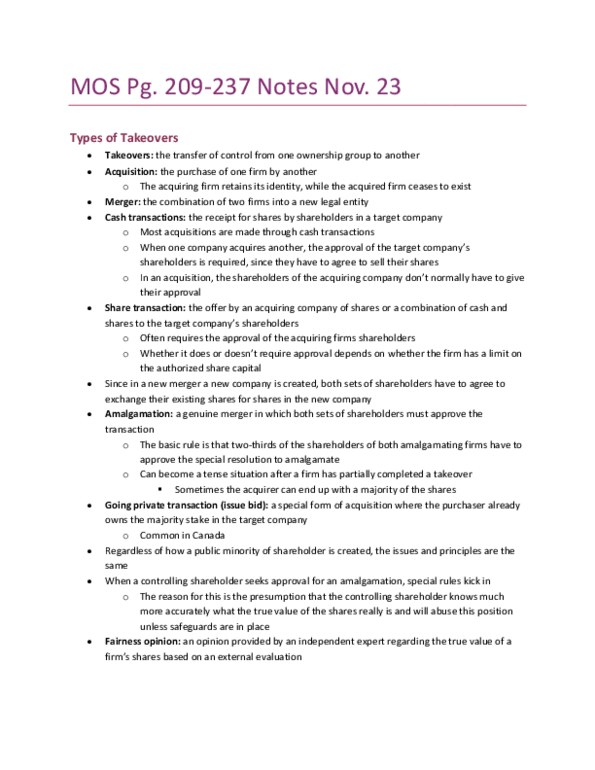 Management and Organizational Studies 1023A/B Chapter : MOS Textbook Notes Pg. 209-237 thumbnail