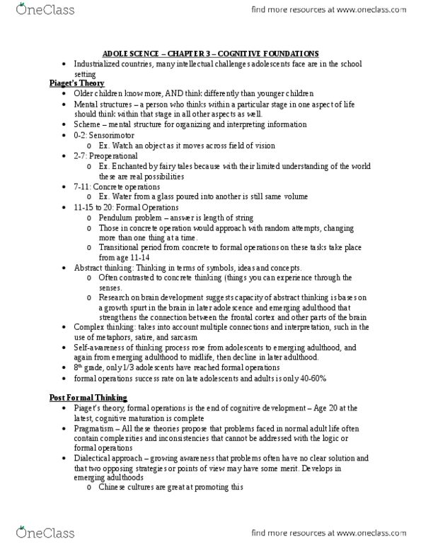 PSYC 2240 Chapter Notes - Chapter 3: Intellectual Disability, Preadolescence, Cerebellum thumbnail