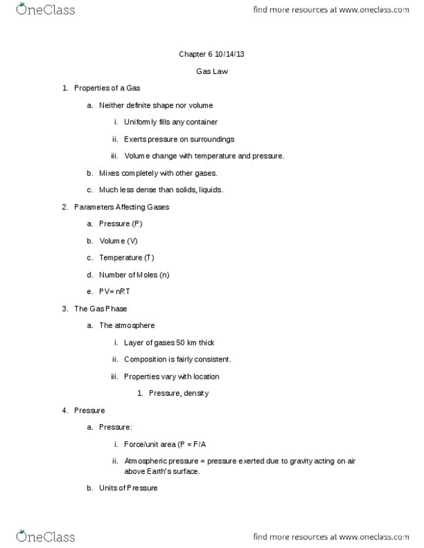 CHE 140 Lecture Notes - Total Pressure, Stoichiometry, Effusion thumbnail