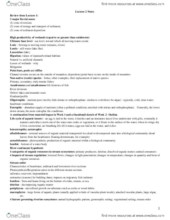 DEV BIO 232 Lecture Notes - Lecture 2: Food Processor, Periphyton, Odonata thumbnail