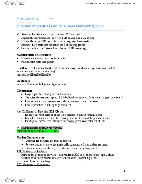 ECON344 Chapter Notes - Chapter 5: North American Industry Classification System, Direct Selling, Marketing Mix thumbnail